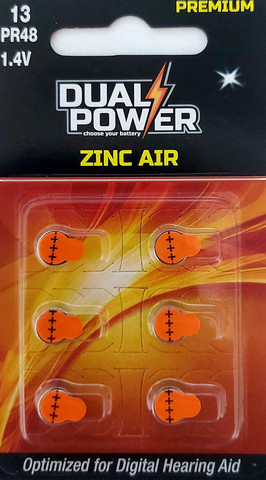 בליסטר 6 סוללות ZA13 | PR48 למכשירי שמיעה  DUAL POWER